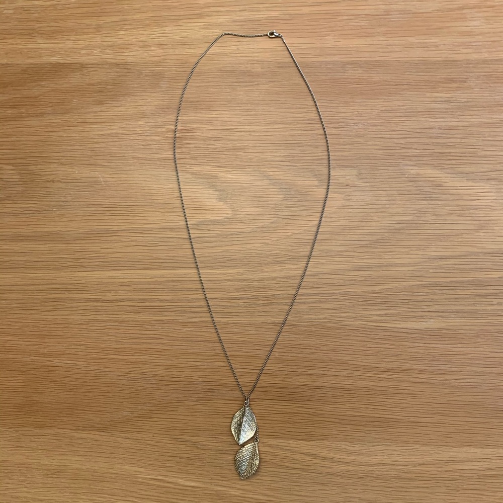 Charming Charlie Long Gold Leaf Necklace